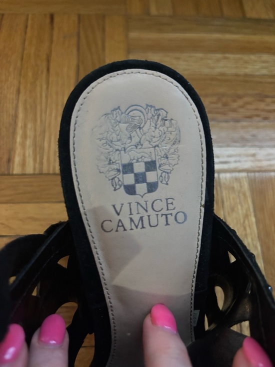 Vince Camuto Black Studded Cutout Block Heel Sandal - Picture 4 of 5